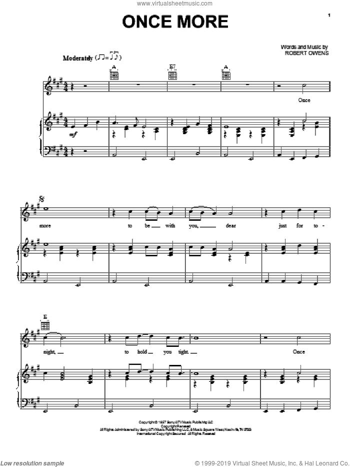Once More sheet music for voice, piano or guitar by Robert Owens, intermediate skill level