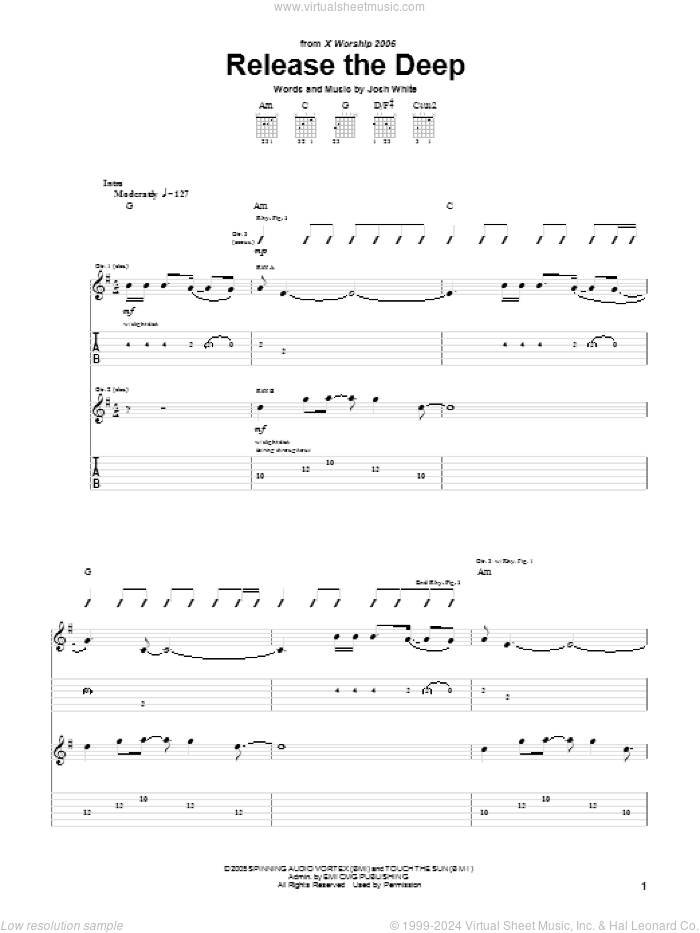Release The Deep sheet music for guitar (tablature) by Telecast and Josh White, intermediate skill level