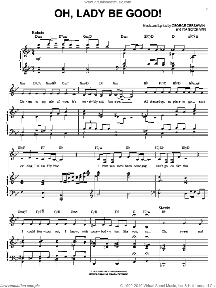 Oh, Lady Be Good! sheet music for voice and piano by Ella Fitzgerald, George Gershwin and Ira Gershwin, intermediate skill level