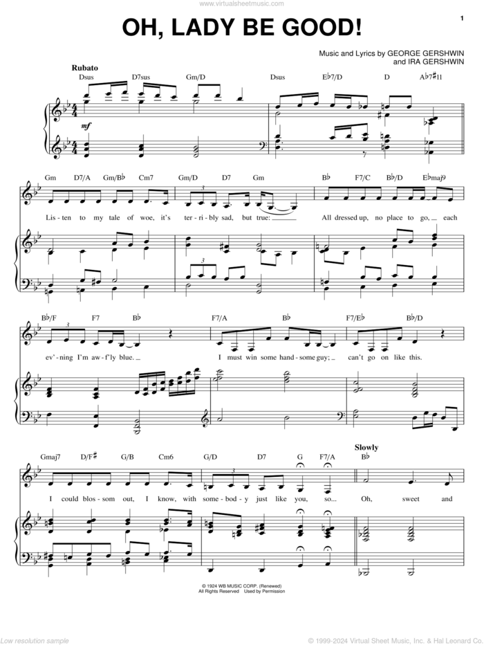 Oh, Lady Be Good! sheet music for voice and piano by Ella Fitzgerald, George Gershwin and Ira Gershwin, intermediate skill level