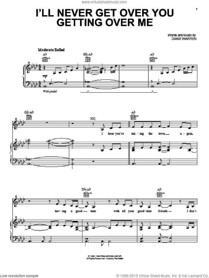 I'll Never Get Over You Getting Over Me sheet music for voice, piano or guitar by Expose and Diane Warren, intermediate skill level