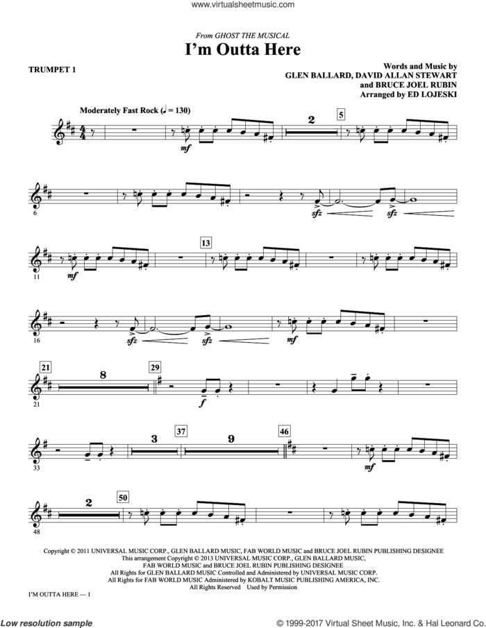 I'm Outta Here (complete set of parts) sheet music for orchestra/band by Ed Lojeski and Ghost (Musical), intermediate skill level