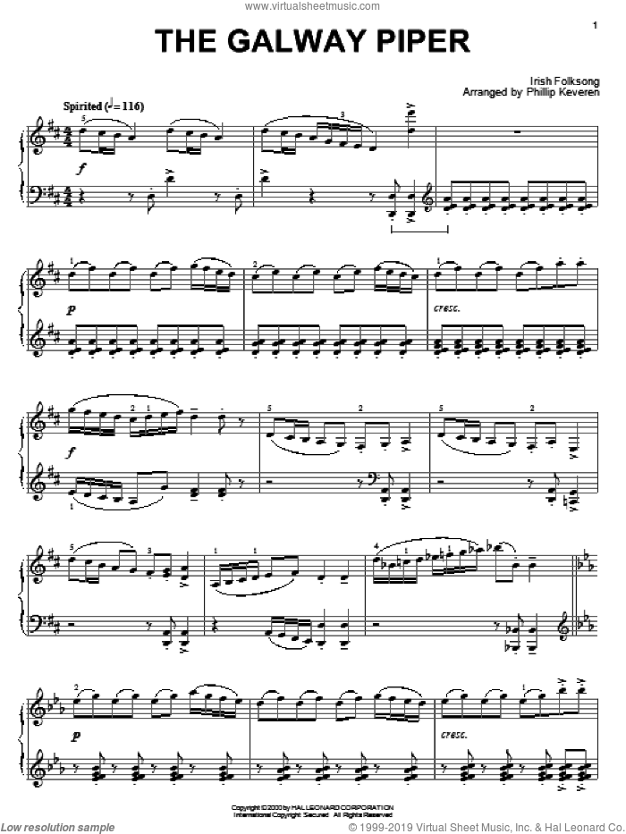 The Galway Piper sheet music for piano solo, intermediate skill level