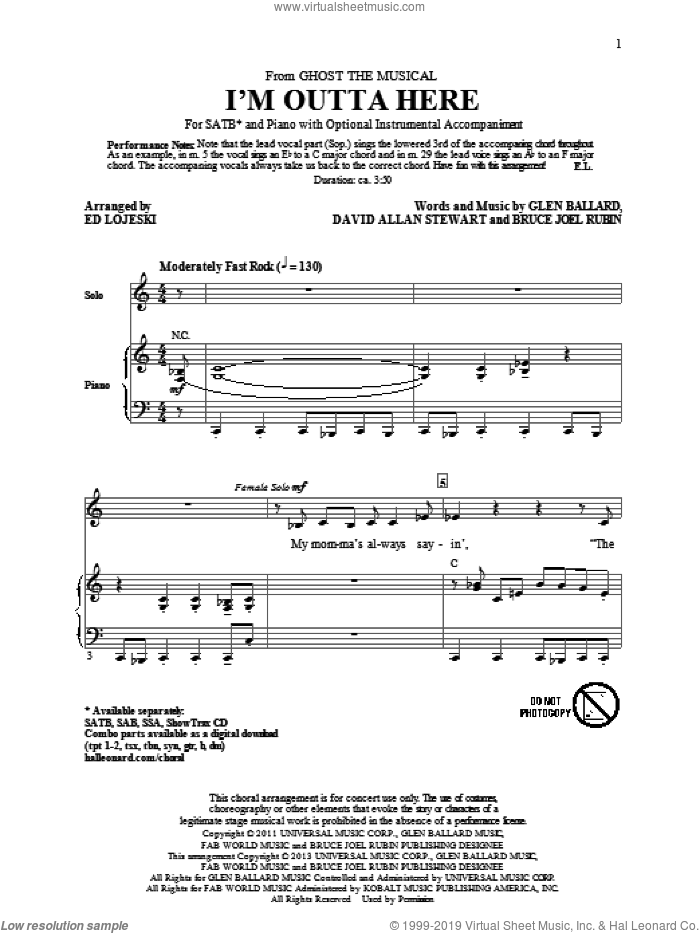 I'm Outta Here sheet music for choir (SATB: soprano, alto, tenor, bass) by Ed Lojeski, intermediate skill level