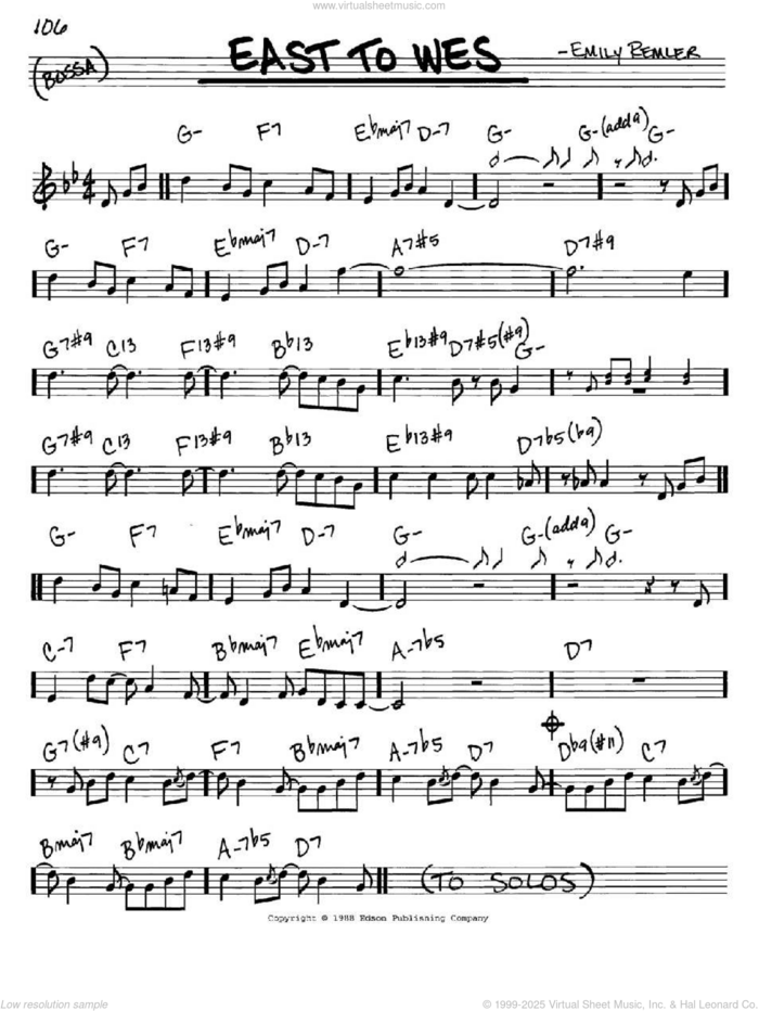East To Wes sheet music for voice and other instruments (in C) by Emily Remler, intermediate skill level
