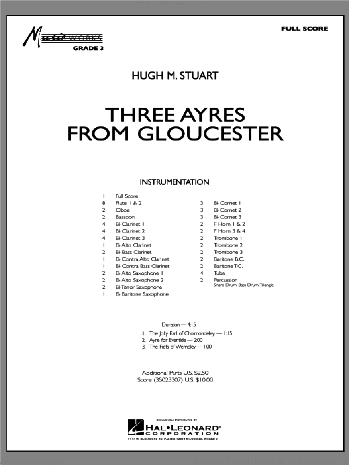 Three Ayres From Gloucester (COMPLETE) sheet music for concert band by Hugh M. Stuart, intermediate skill level