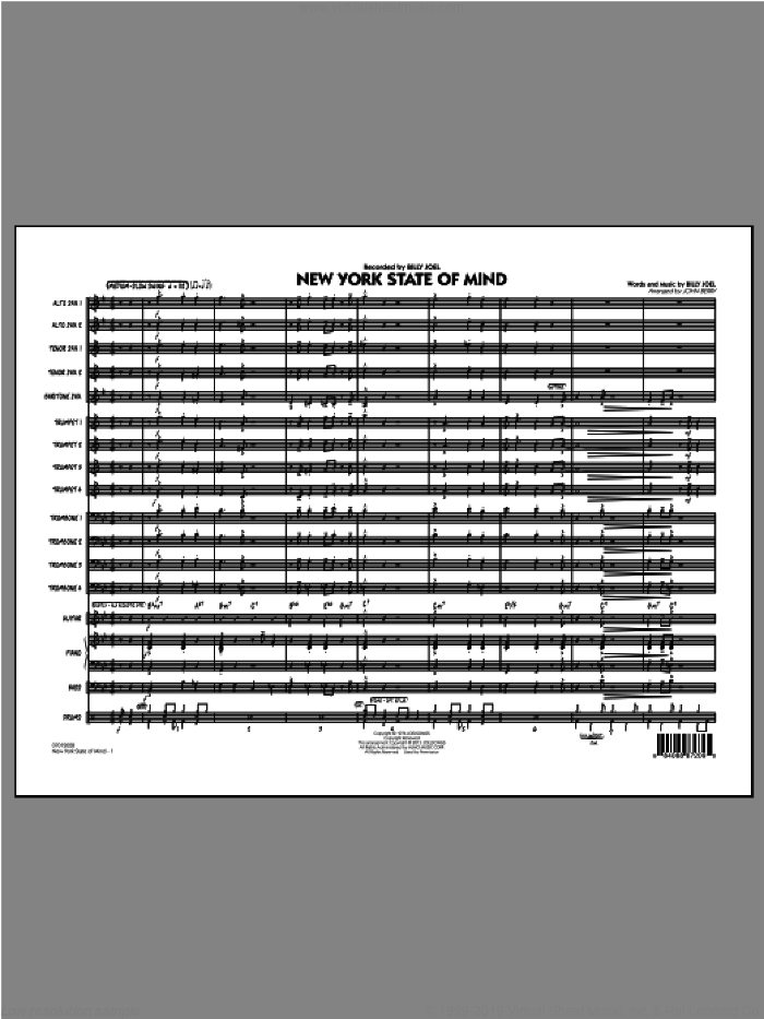 New York State Of Mind (COMPLETE) sheet music for jazz band by Billy Joel and John Berry, intermediate skill level