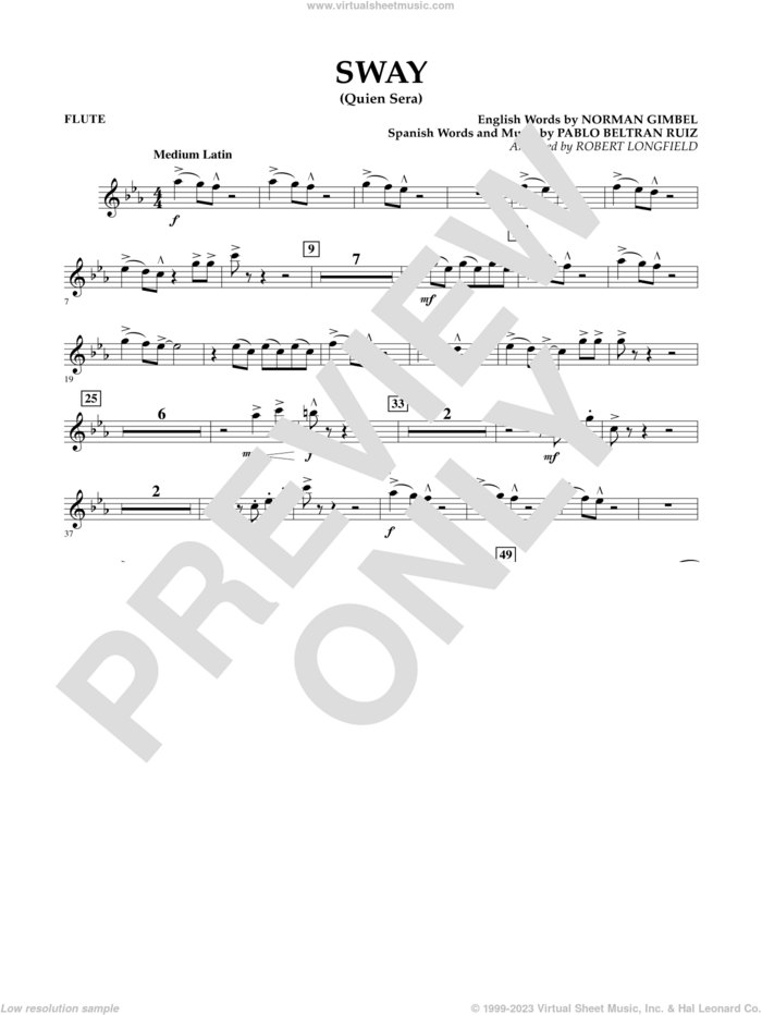 Sway (quien Sera) Dl sheet music for concert band (flute) by Robert Longfield, intermediate skill level