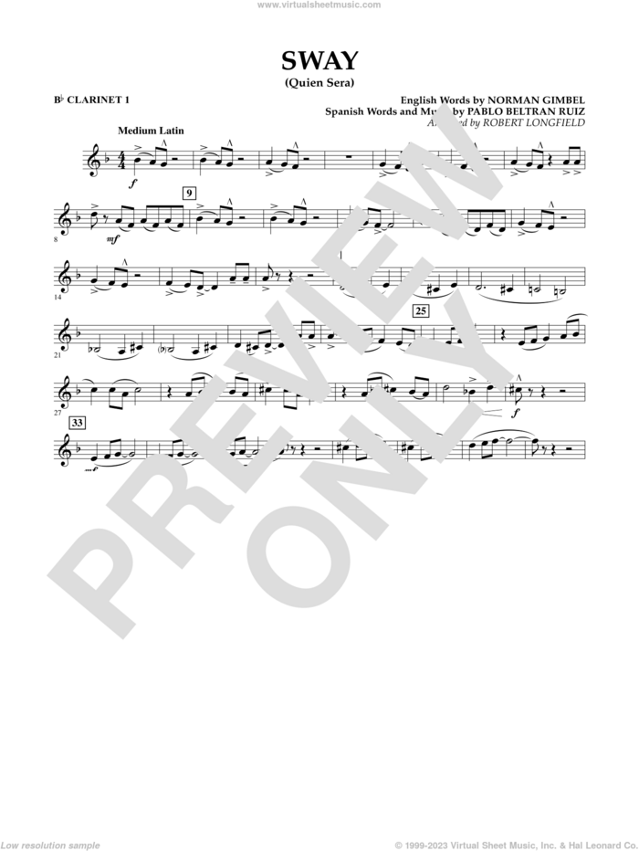 Sway (quien Sera) Dl sheet music for concert band (Bb clarinet 1) by Robert Longfield, intermediate skill level