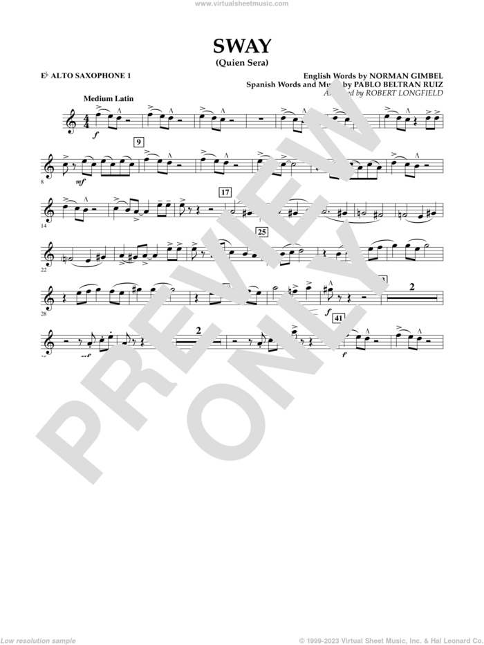 Sway (quien Sera) Dl sheet music for concert band (Eb alto saxophone 1) by Robert Longfield, intermediate skill level