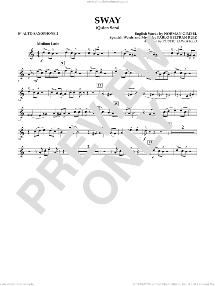 Sway (quien Sera) Dl sheet music for concert band (Eb alto saxophone 2) by Robert Longfield, intermediate skill level