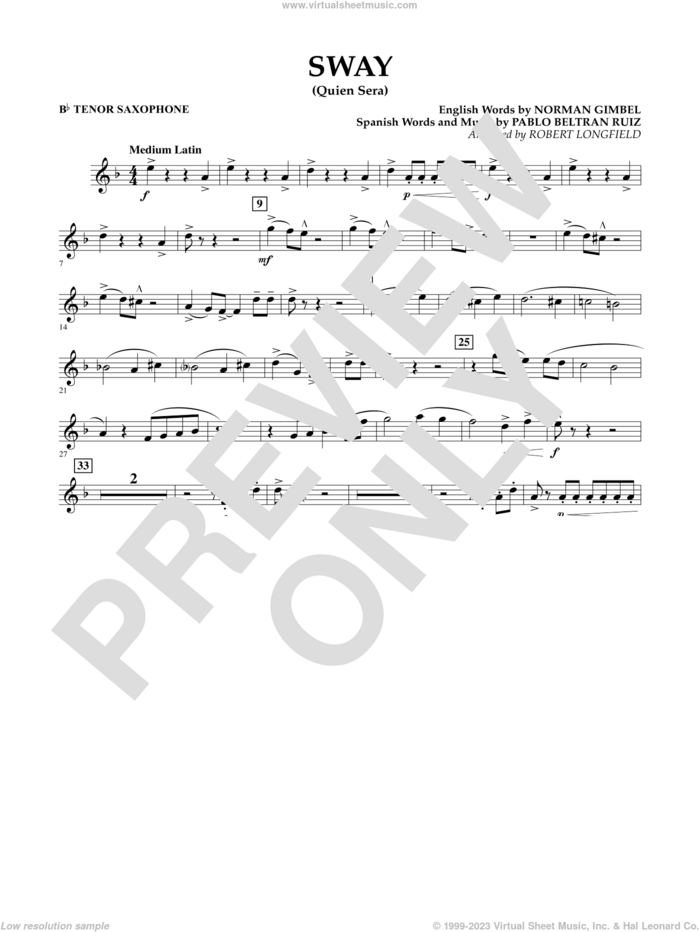 Sway (quien Sera) Dl sheet music for concert band (Bb tenor saxophone) by Robert Longfield, intermediate skill level
