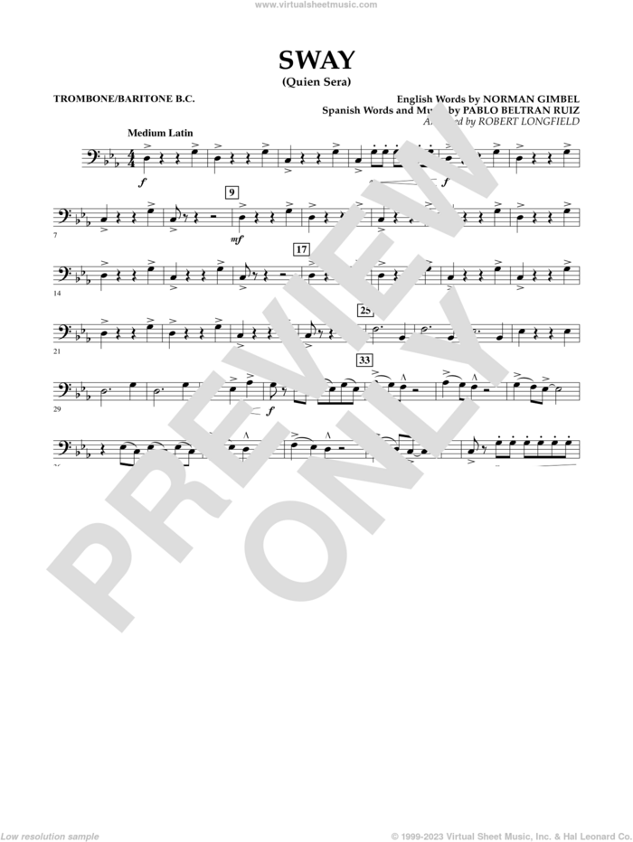 Sway (quien Sera) Dl sheet music for concert band (trombone/baritone b.c.) by Robert Longfield, intermediate skill level