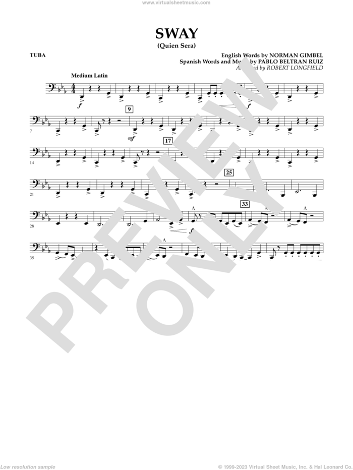 Sway (quien Sera) Dl sheet music for concert band (tuba) by Robert Longfield, intermediate skill level