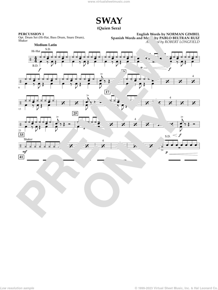 Sway (quien Sera) Dl sheet music for concert band (percussion 1) by Robert Longfield, intermediate skill level