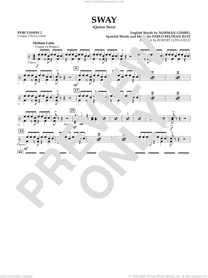 Sway (quien Sera) Dl sheet music for concert band (percussion 2) by Robert Longfield, intermediate skill level