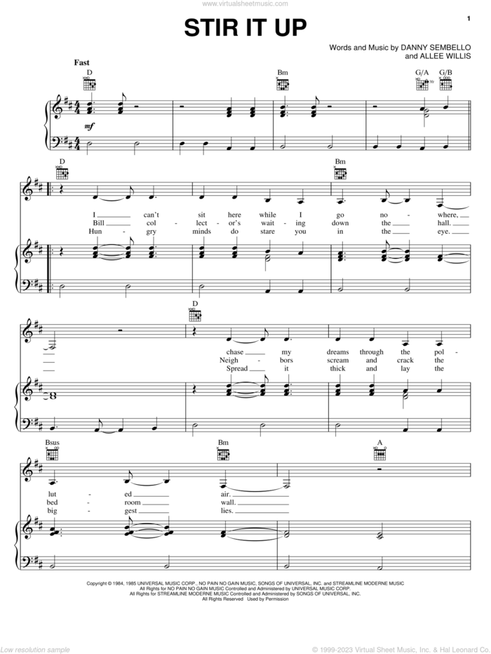 Stir It Up sheet music for voice, piano or guitar by Patti LaBelle And Joss Stone, Chicken Little (Movie), Patti LaBelle, Allee Willis and Danny Sembello, intermediate skill level