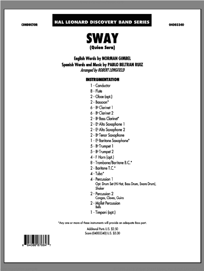 Sway (Quien Sera) (COMPLETE) sheet music for concert band by Robert Longfield, intermediate skill level