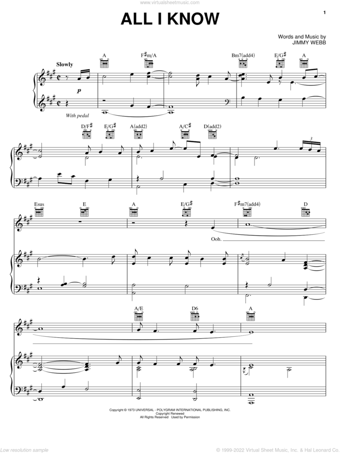 All I Know sheet music for voice, piano or guitar by Five For Fighting, Chicken Little (Movie) and Jimmy Webb, intermediate skill level