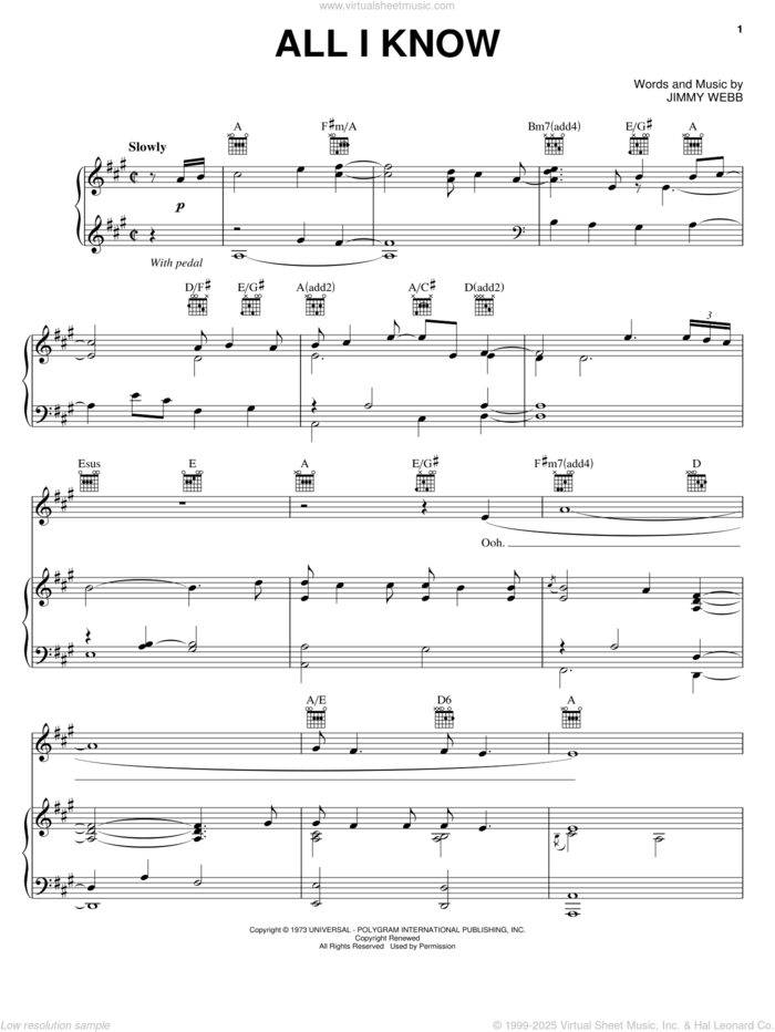 All I Know sheet music for voice, piano or guitar by Five For Fighting, Chicken Little (Movie) and Jimmy Webb, intermediate skill level