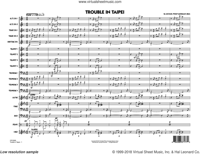 Trouble In Taipei (COMPLETE) sheet music for jazz band by Michael Philip Mossman, intermediate skill level