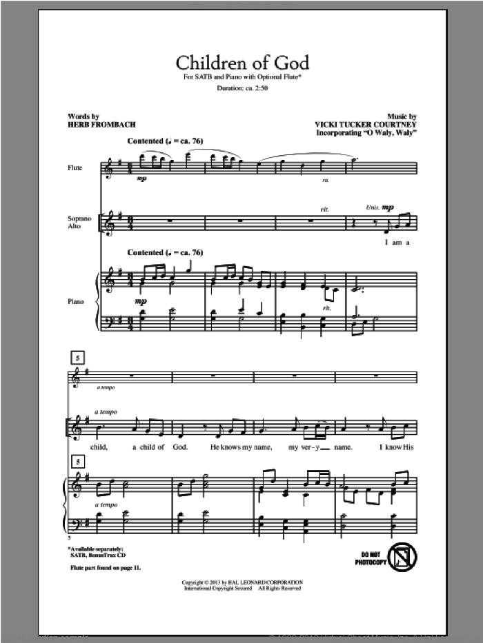 Children Of God sheet music for choir (SATB: soprano, alto, tenor, bass) by Herb Frombach, intermediate skill level
