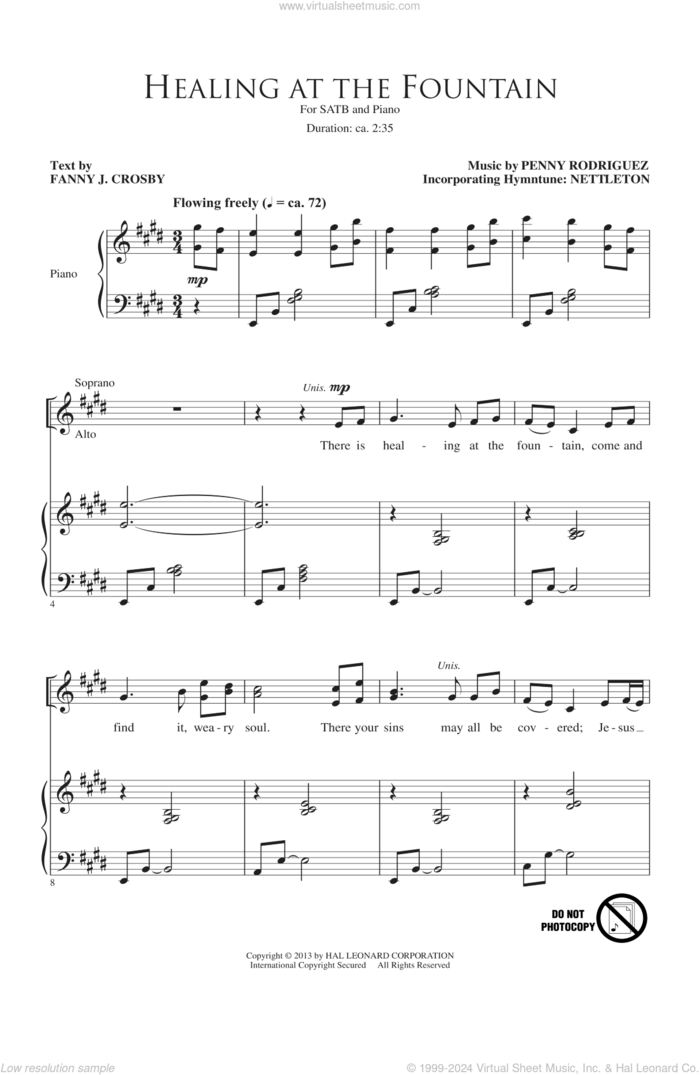 Healing At The Fountain sheet music for choir (SATB: soprano, alto, tenor, bass) by Penny Rodriguez and Fanny J. Crosby, intermediate skill level