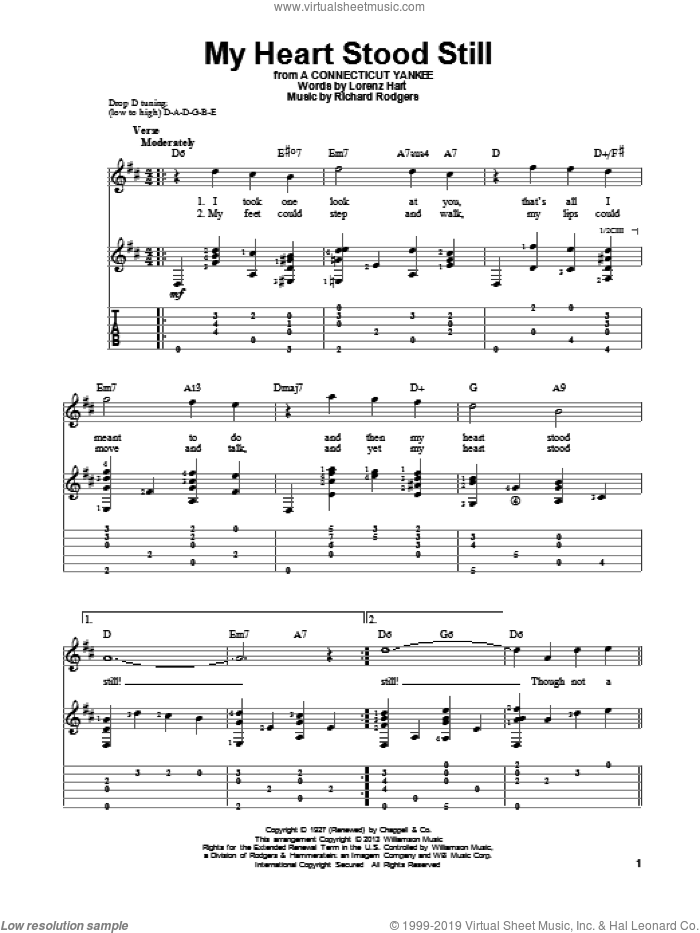 My Heart Stood Still sheet music for guitar solo by Stan Getz, Artie Shaw, Lorenz Hart and Richard Rodgers, intermediate skill level