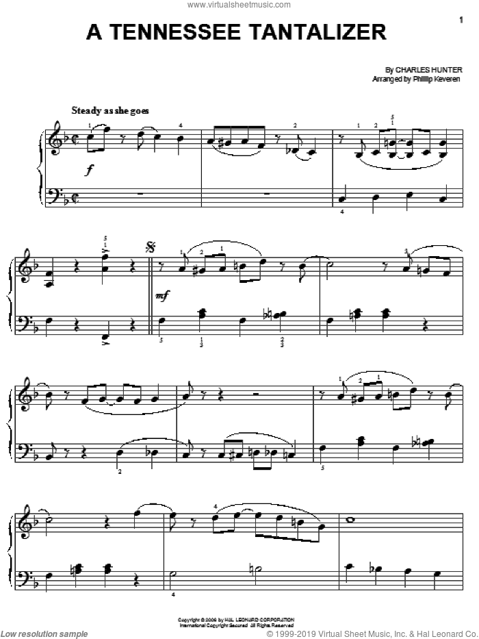 A Tennessee Tantalizer (arr. Phillip Keveren) sheet music for piano solo by Charles Hunter and Phillip Keveren, easy skill level
