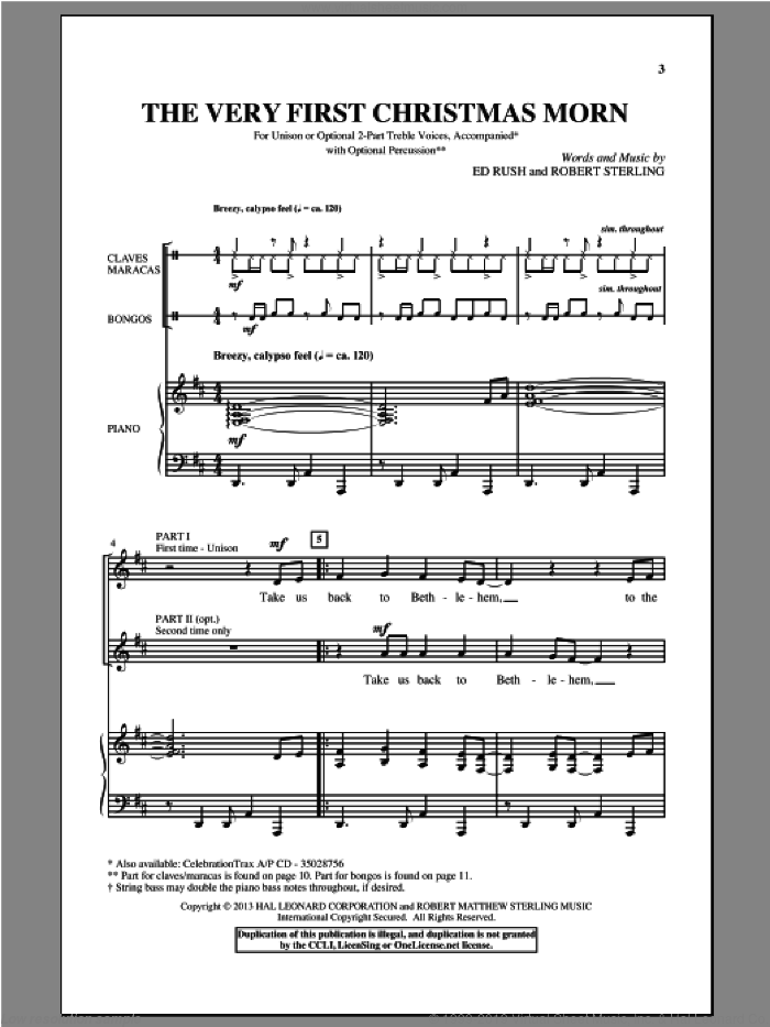 The Very First Christmas Morn sheet music for choir (2-Part) by Robert Sterling, intermediate duet