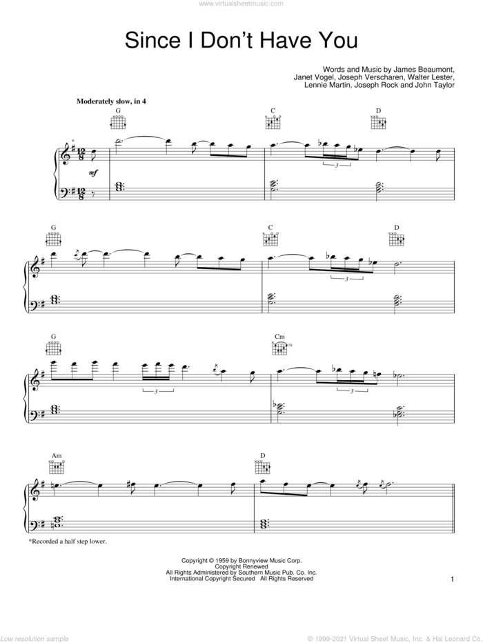 Since I Don't Have You sheet music for voice, piano or guitar by Guns N' Roses, intermediate skill level
