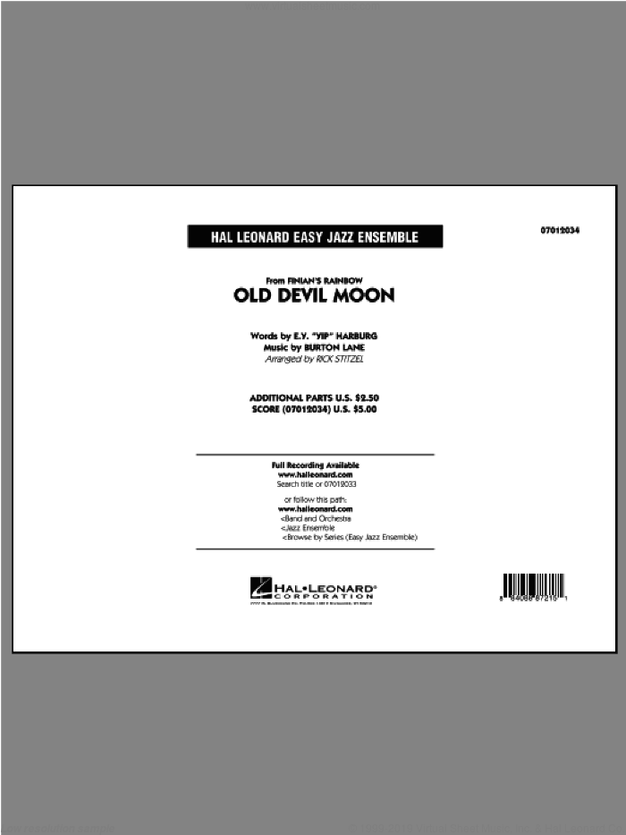 Old Devil Moon (COMPLETE) sheet music for jazz band by Rick Stitzel, intermediate skill level