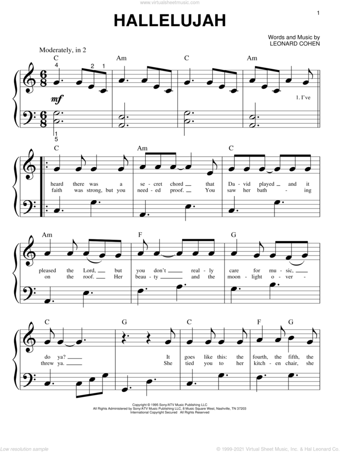 Hallelujah Easy Piano Sheet Music Ubicaciondepersonas cdmx gob mx