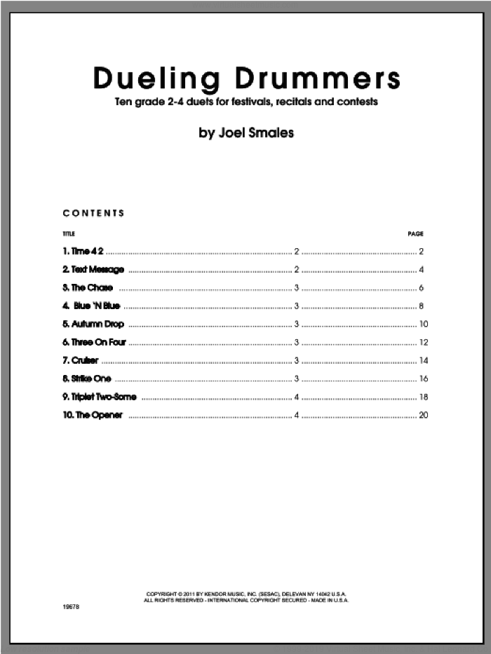 Dueling Drummers sheet music for percussions by Smales, classical score, intermediate skill level