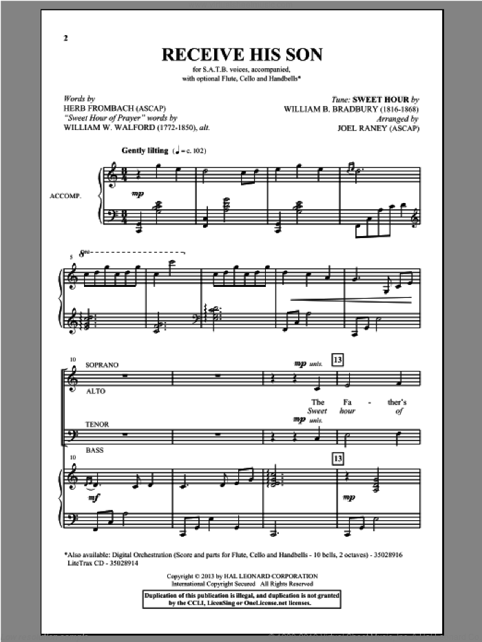 Receive His Son sheet music for choir (SATB: soprano, alto, tenor, bass) by Herb Frombach and Joel Raney, intermediate skill level