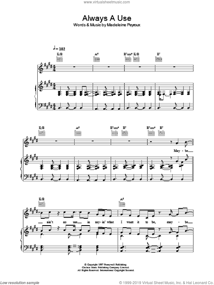 Always A Use sheet music for voice, piano or guitar by Madeleine Peyroux, intermediate skill level
