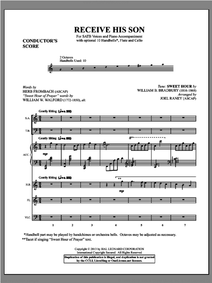 Receive His Son (COMPLETE) sheet music for orchestra/band by Herb Frombach and Joel Raney, intermediate skill level