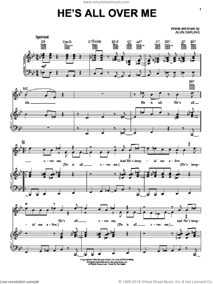 He's All Over Me sheet music for voice, piano or guitar by Whitney Houston, intermediate skill level