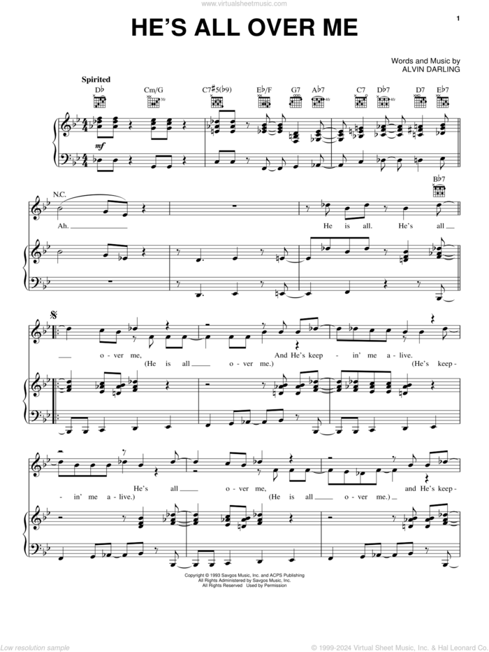 He's All Over Me sheet music for voice, piano or guitar by Whitney Houston, intermediate skill level