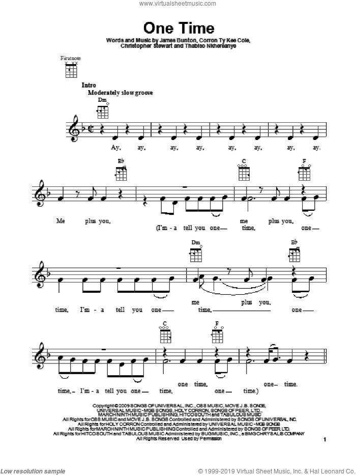 Justin Bieber 'One Time' Sheet Music, Chords & Lyrics