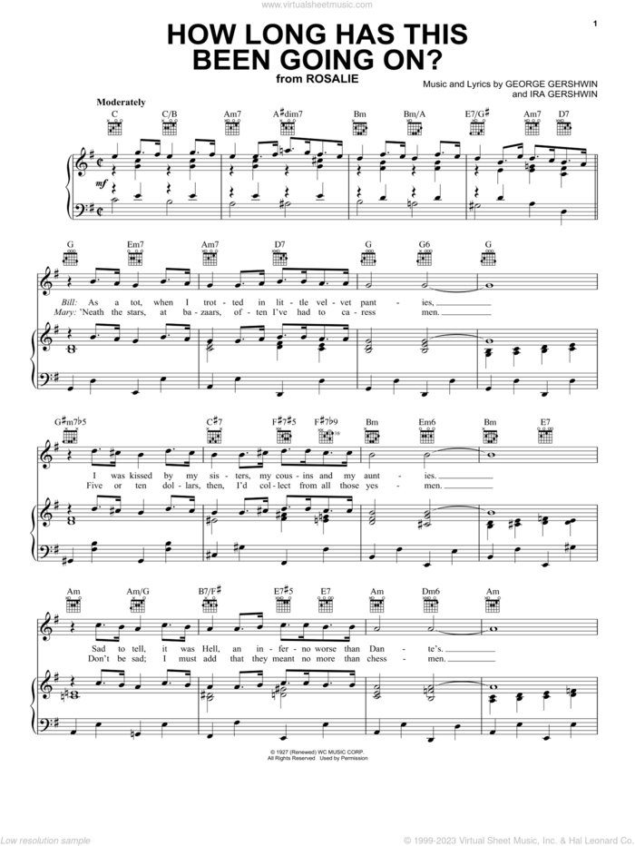 How Long Has This Been Going On? sheet music for voice, piano or guitar by Ira Gershwin and George Gershwin, intermediate skill level