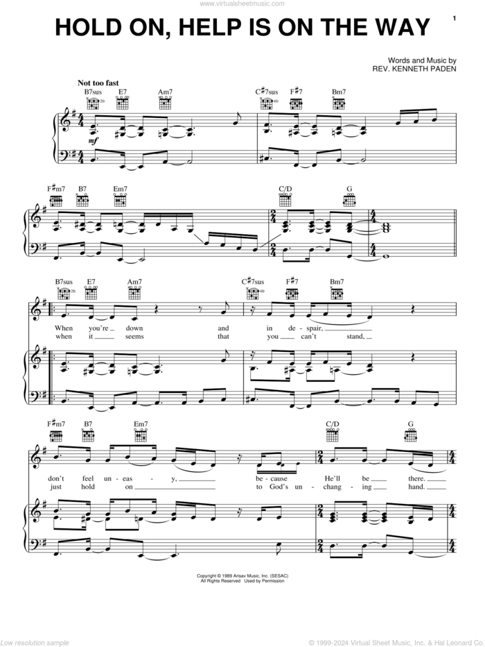 Hold On, Help Is On The Way sheet music for voice, piano or guitar by Whitney Houston, intermediate skill level