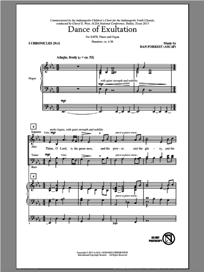 Dance Of Exultation sheet music for choir (SATB: soprano, alto, tenor, bass) by Dan Forrest, intermediate skill level