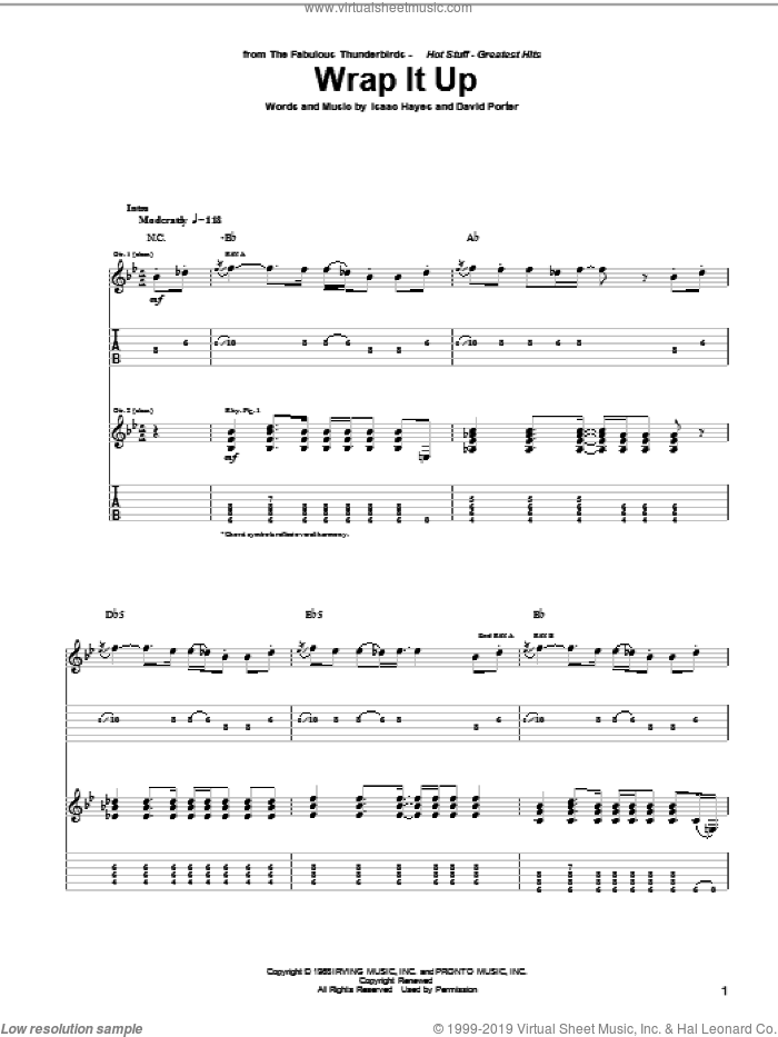 Wrap It Up sheet music for guitar (tablature) by Fabulous Thunderbirds, Archie Bell, Jimmie Vaughan, Sam & Dave, David Porter and Isaac Hayes, intermediate skill level