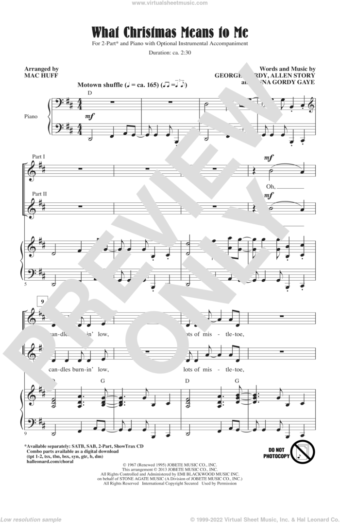 What Christmas Means To Me sheet music for choir (2-Part) by Mac Huff, intermediate duet