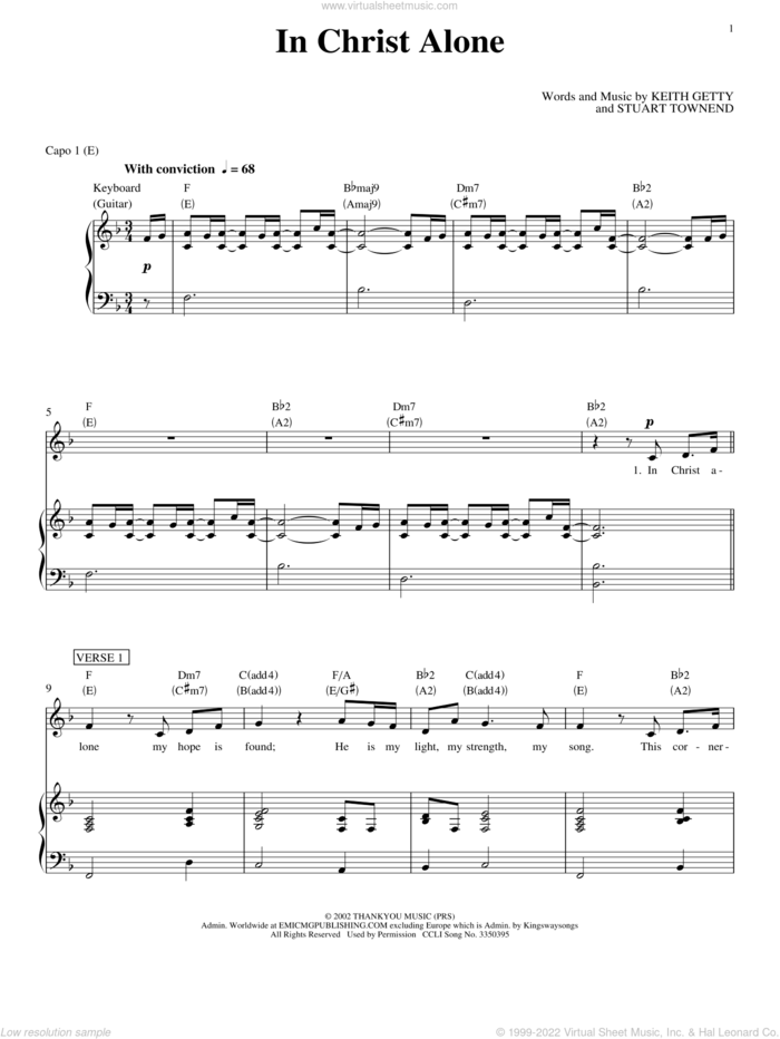 In Christ Alone sheet music for voice, piano or guitar by Passion, Keith Getty and Stuart Townend, intermediate skill level