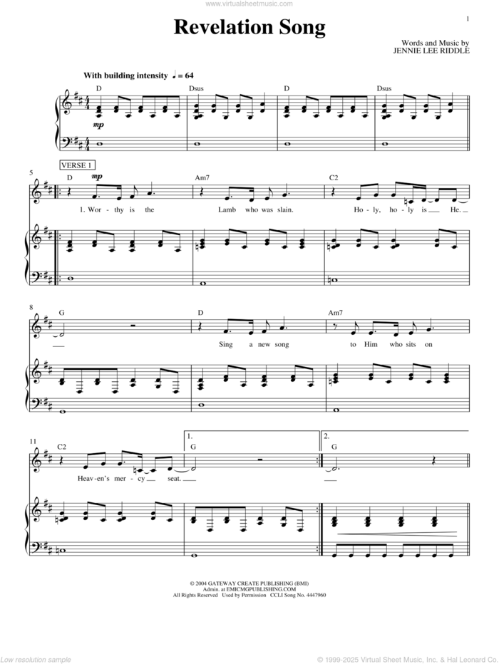 Revelation Song (Big Note Piano) - Print Sheet Music Now