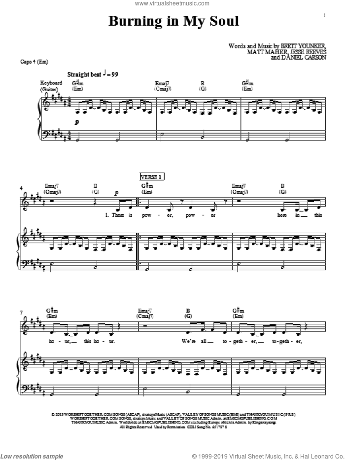 Burning In My Soul sheet music for voice, piano or guitar by Passion, intermediate skill level