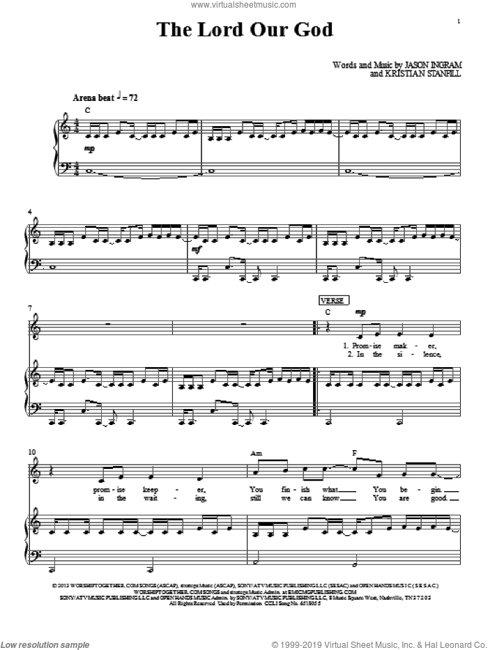 The Lord Our God sheet music for voice, piano or guitar by Passion, intermediate skill level