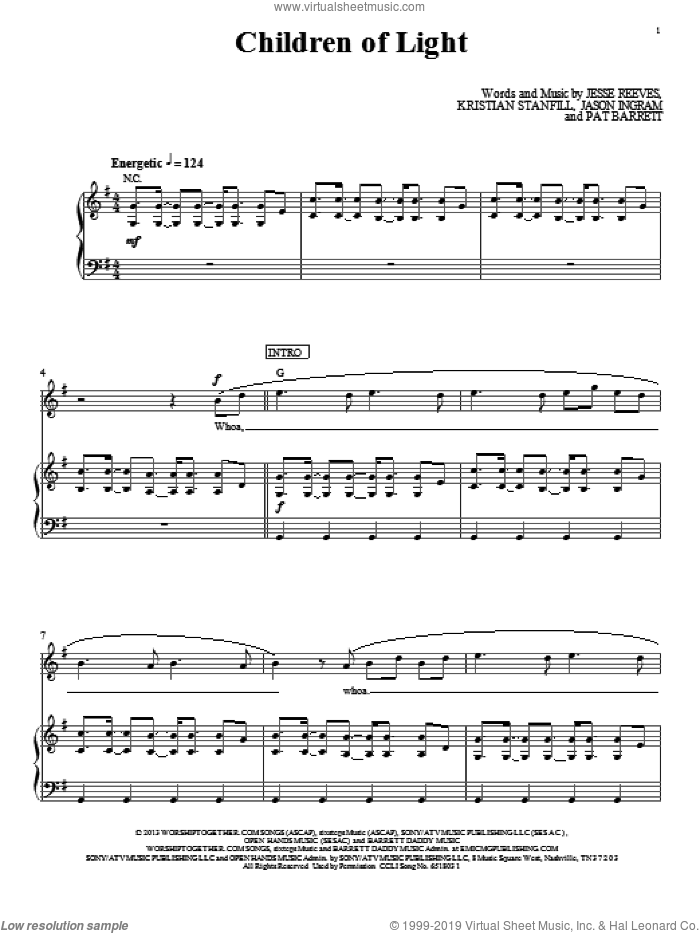 Children Of Light sheet music for voice, piano or guitar by Passion, intermediate skill level